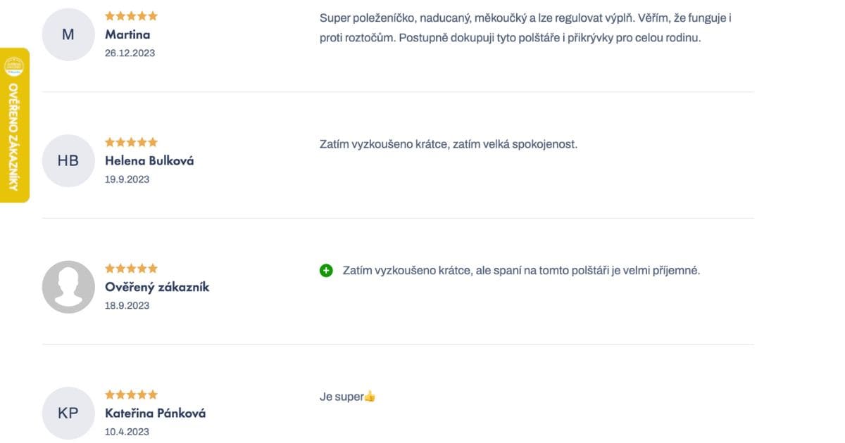 Podívejte se, jak protiroztočový polštář se zipem pro alergiky od nanoSPACE hodnotí jiní uživatelé. Přeci jen víc hlav, víc ví. Recenze firma zveřejňuje na svém webu hned pod produktem v záložce hodnocení. 