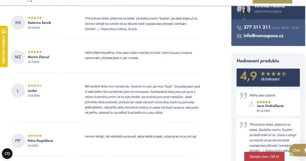 Na eshopu nanoSPACE se podívejte, jak přikrývku proti roztočům hodnotí jiní uživatelé.